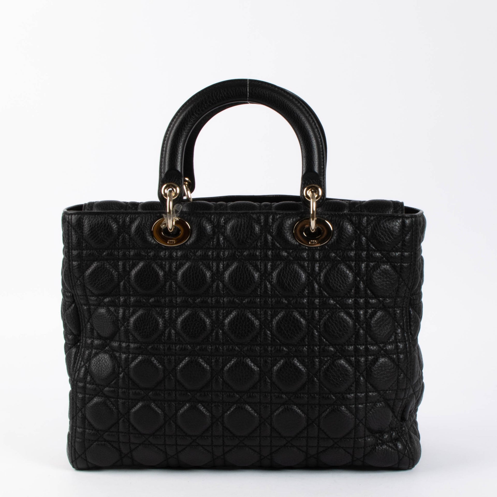 Christian Dior Black Cannage Calfskin Supple Large Lady Dior Bag