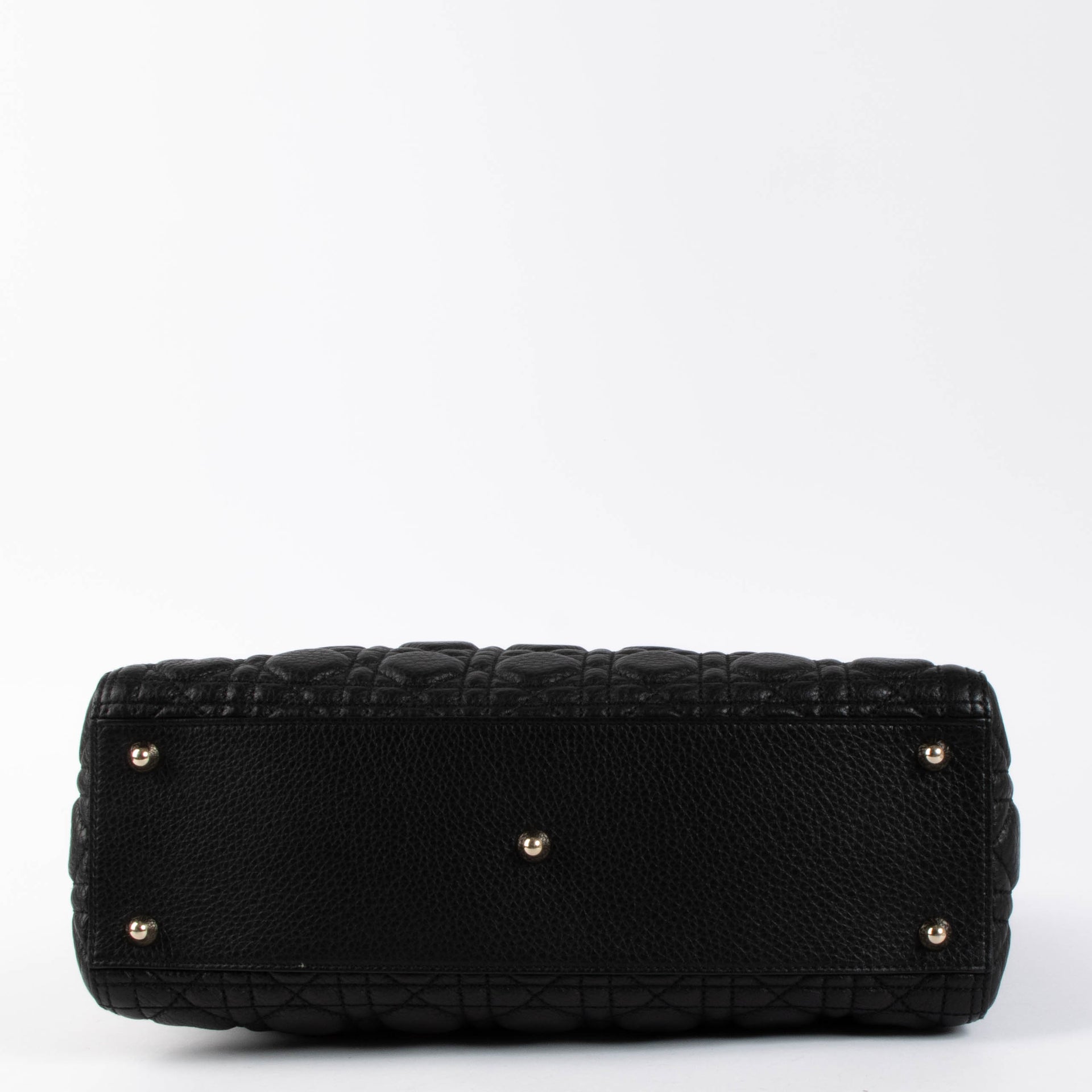 Christian Dior Black Cannage Calfskin Supple Large Lady Dior Bag