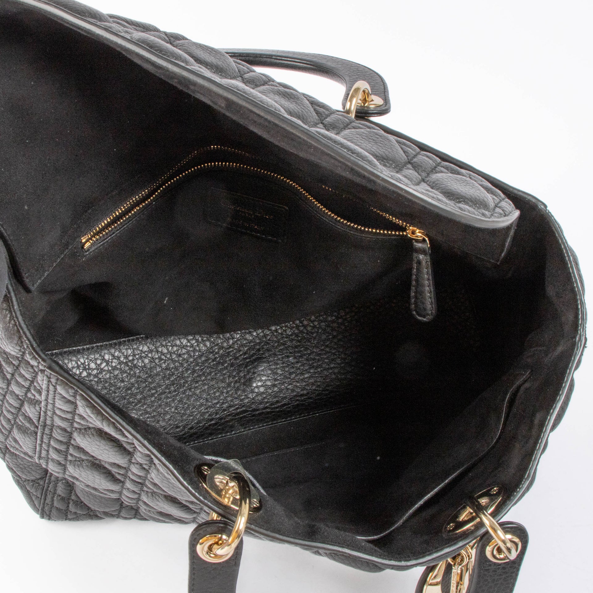 Christian Dior Black Cannage Calfskin Supple Large Lady Dior Bag