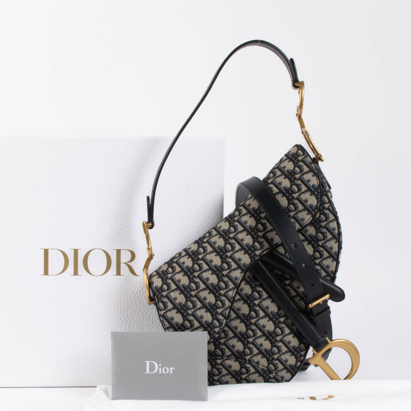 Christian Dior Blue Oblique Saddle Bag
