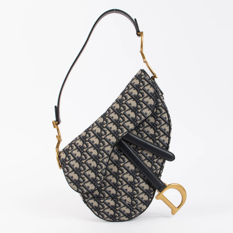 Christian Dior Blue Oblique Saddle Bag