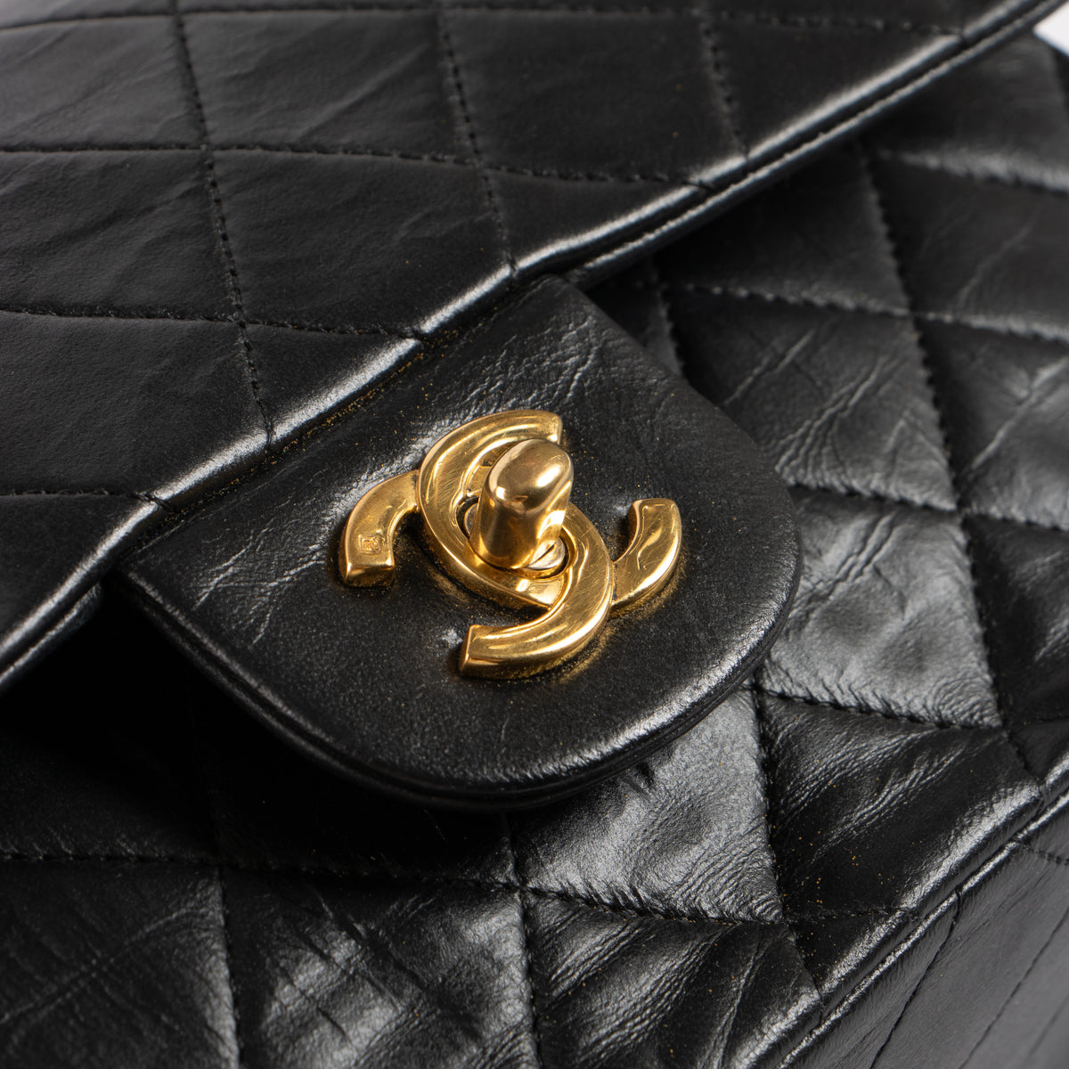 Chanel Vintage Black Lambskin Small Classic Bag