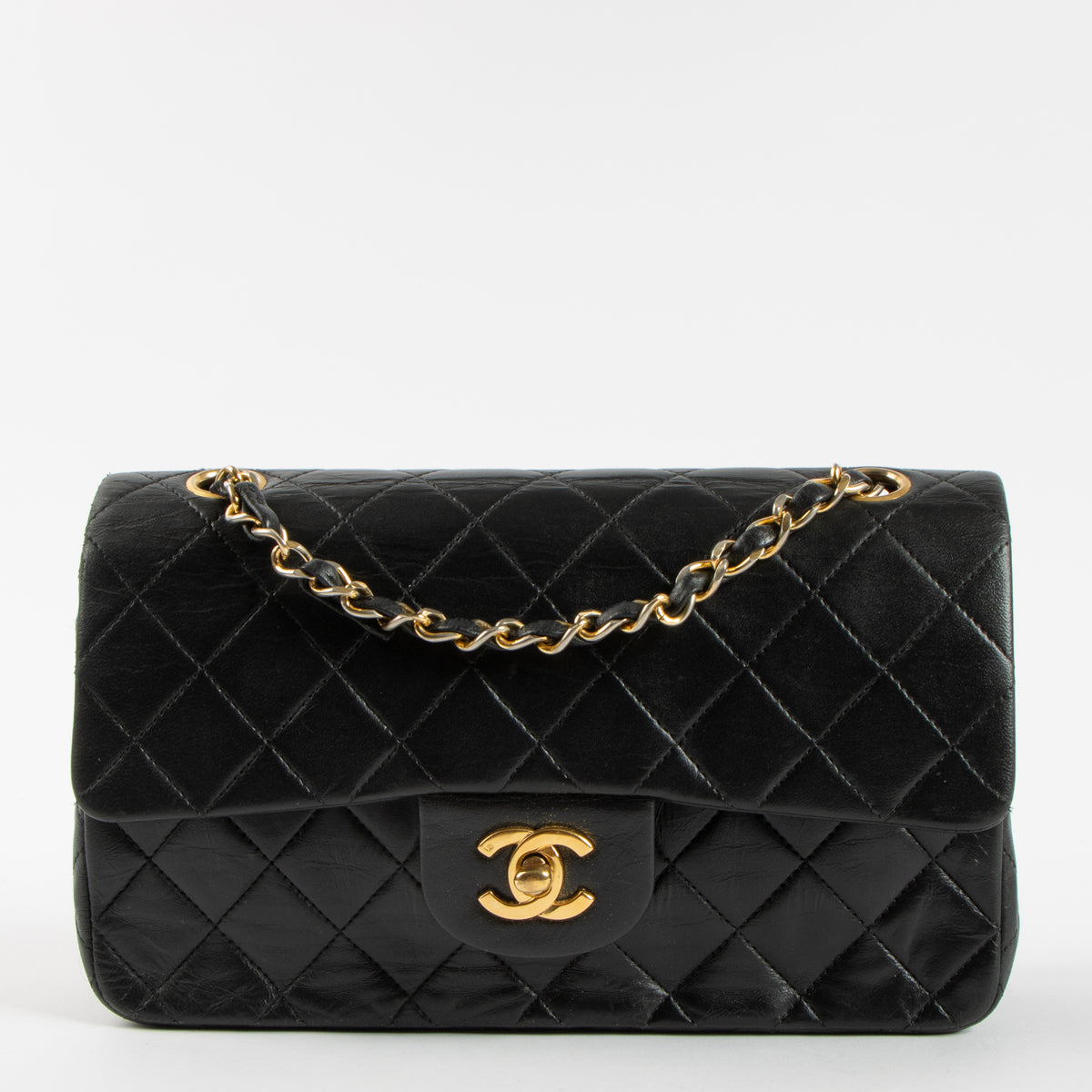 Chanel Vintage Black Lambskin Small Classic Bag