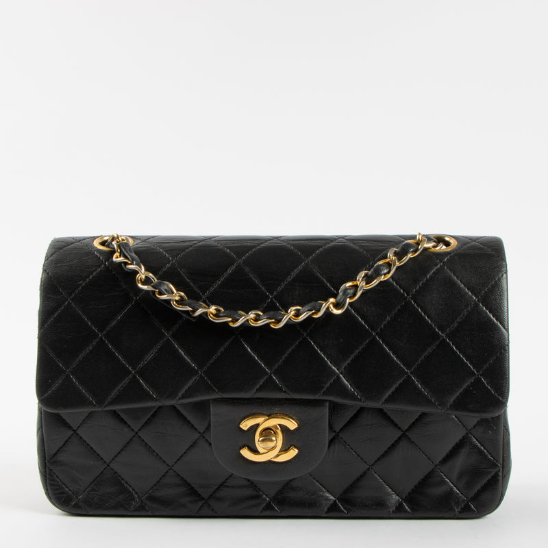 Chanel Vintage Black Lambskin Small Classic Bag