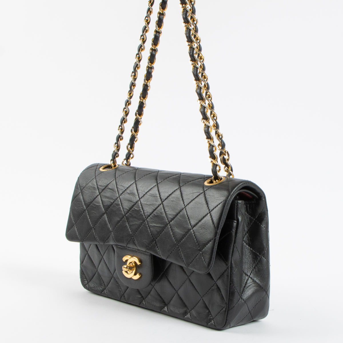 Chanel Vintage Black Lambskin Small Classic Bag