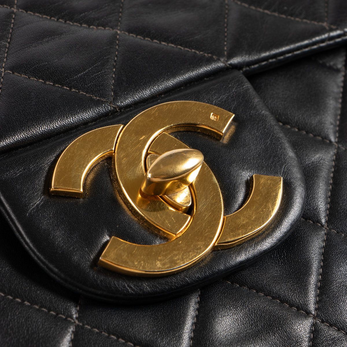 Chanel Vintage Black Lambskin Maxi XL Flap Bag