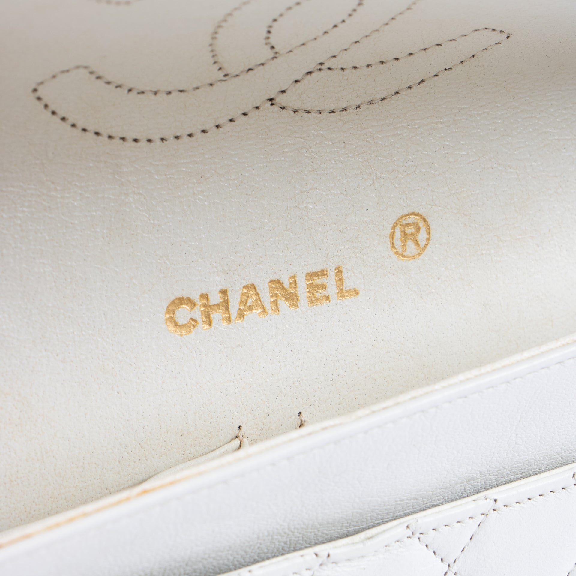Chanel White Lambskin Mademoiselle Chain Medium Flap Bag