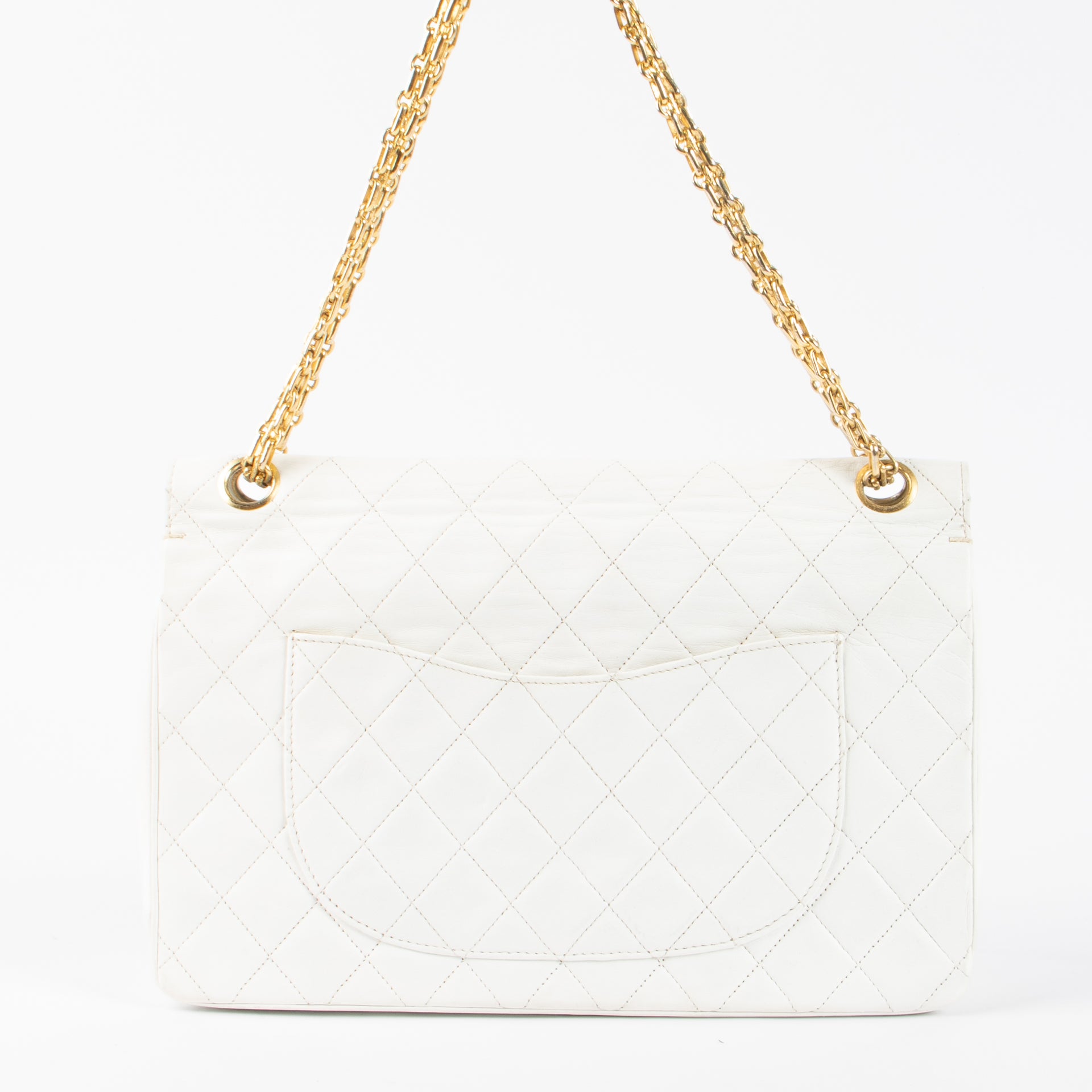 Chanel White Lambskin Mademoiselle Chain Medium Flap Bag