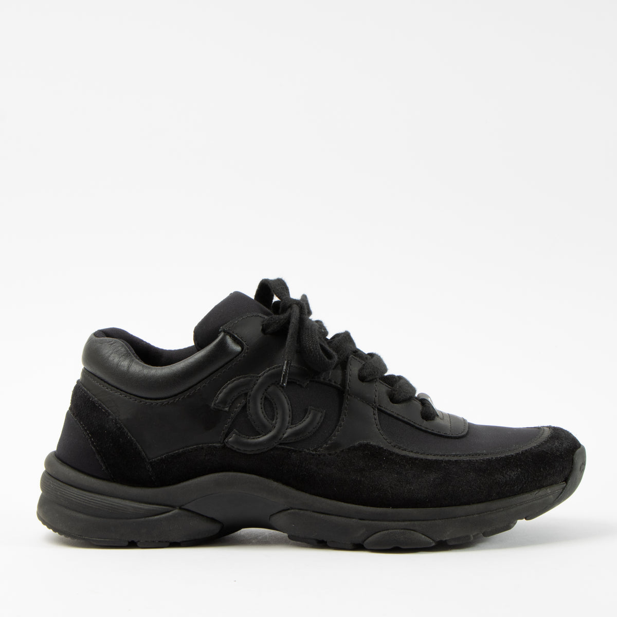 Shop this authentic Chanel Black Sneakers Size 37  pre-loved on Labellov.com 