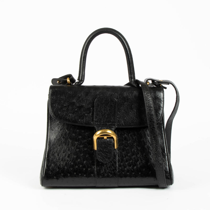 Shop this authentic Delvaux Black Ostrich Brillant MM Bag pre-loved on Labellov.com