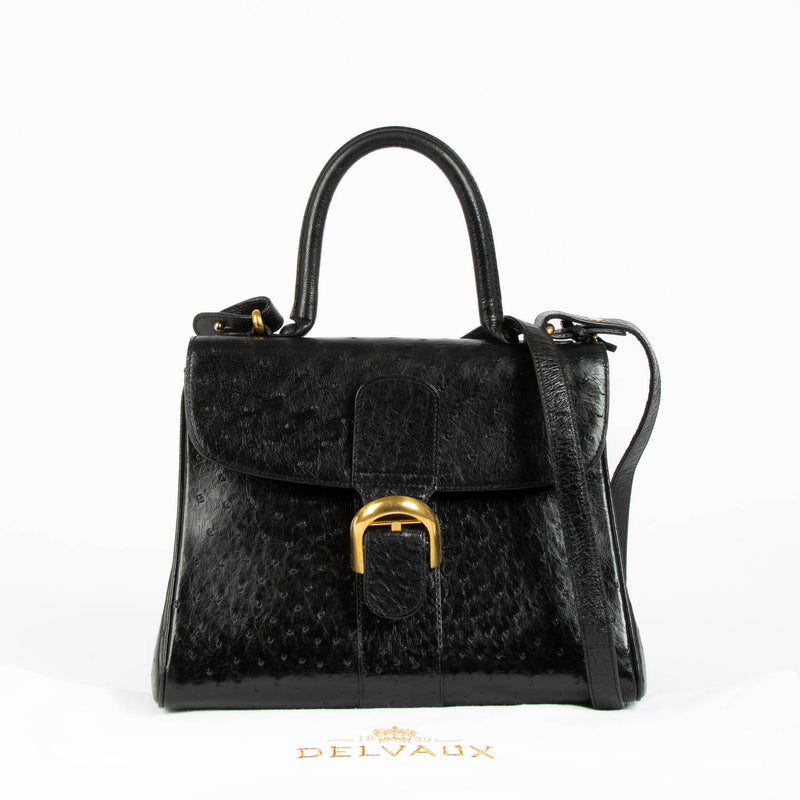 Shop this authentic Delvaux Black Ostrich Brillant MM Bag pre-loved on Labellov.com
