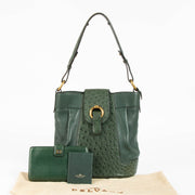 Shop this authentic Delvaux Green Ostrich Vintage Shoulder Bag pre-loved on Labellov.com 