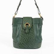 Shop this authentic Delvaux Green Ostrich Vintage Shoulder Bag pre-loved on Labellov.com 