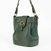 Shop this authentic Delvaux Green Ostrich Vintage Shoulder Bag pre-loved on Labellov.com 