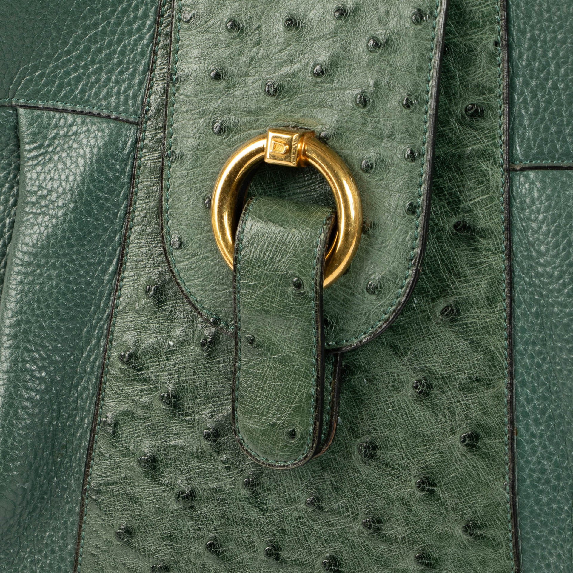 Shop this authentic Delvaux Green Ostrich Vintage Shoulder Bag pre-loved on Labellov.com 
