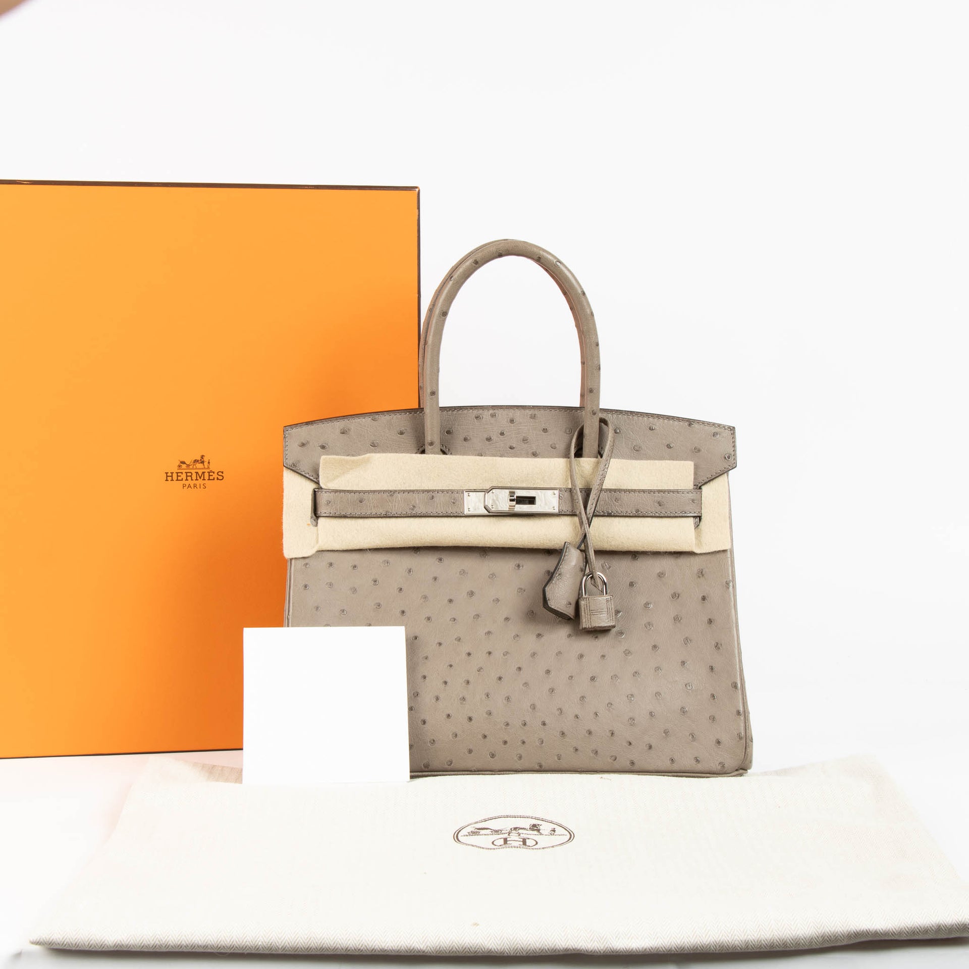 Hermes Birkin 30 Gris Tourterelle Ostrich GHW