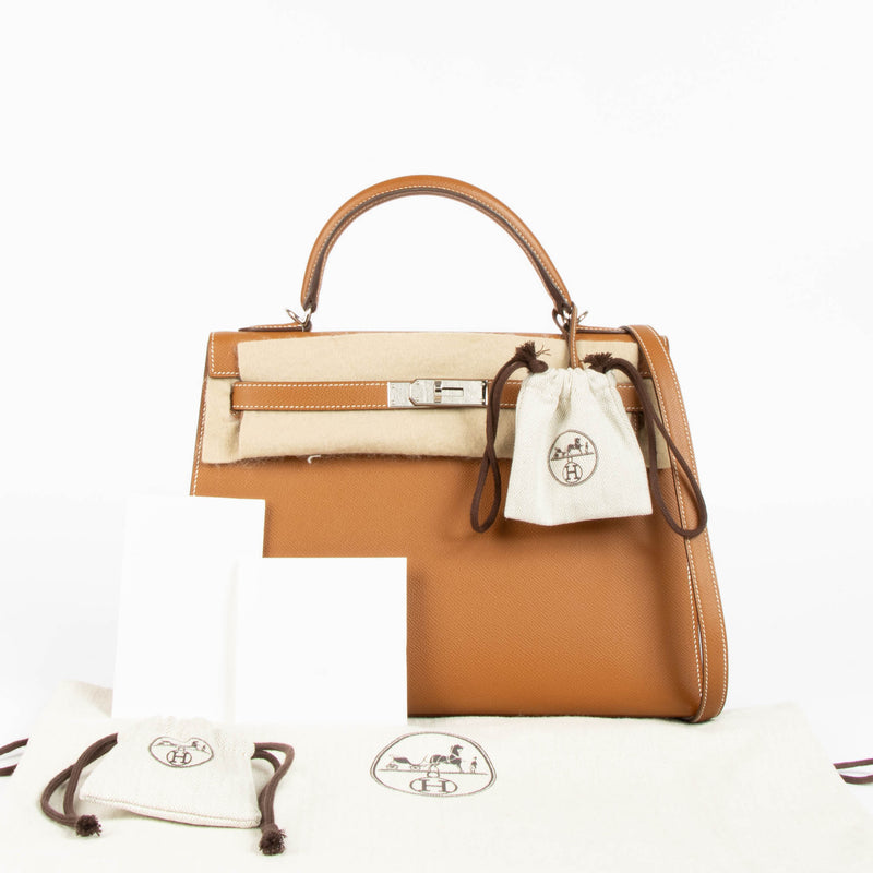 Hermes Kelly 32 Gold Epsom PHW