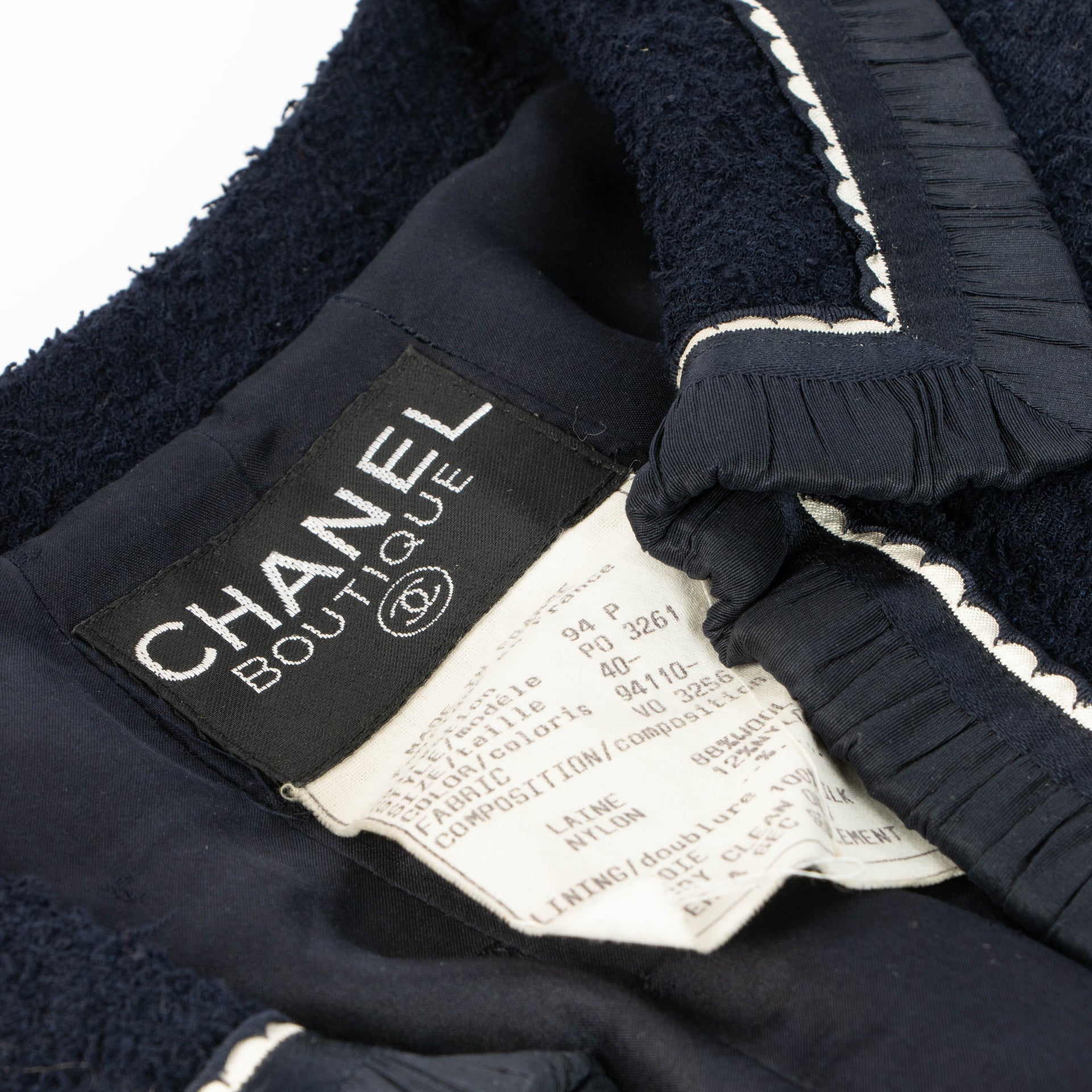 Shop the authentic Chanel 94 P Blue Tweed Jacket/Skirt Set - FR 40 second hand on Labellov.com