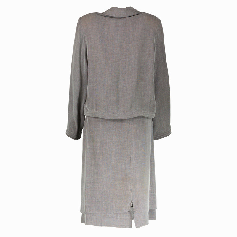Shop the authentic Chanel 99P Grey Jacket/Skirt Set second hand on Labellov.com