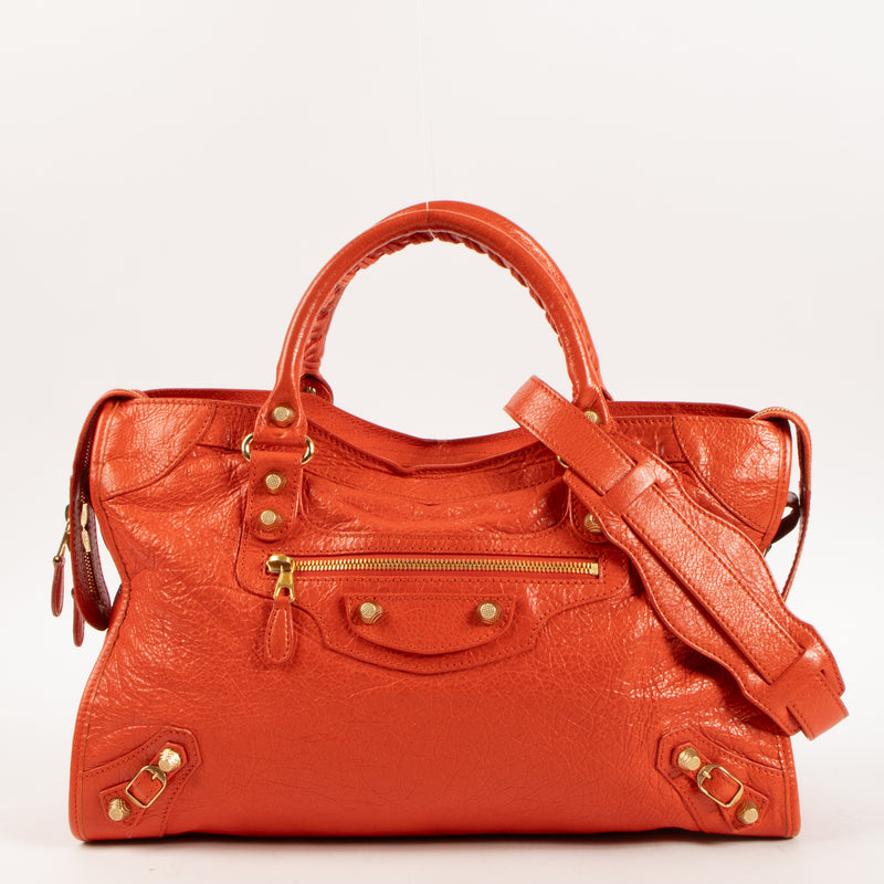 Shop this authentic Balenciaga Vermillon Arena Giant 12 Medium City Bag pre-loved on Labellov.com