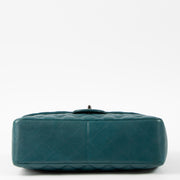 Shop this authentic luxury Chanel Teal Lambskin Large/Jumbo Classic Single Flap Bag pre-loved on Labellov.com