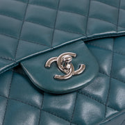 Shop this authentic luxury Chanel Teal Lambskin Large/Jumbo Classic Single Flap Bag pre-loved on Labellov.com