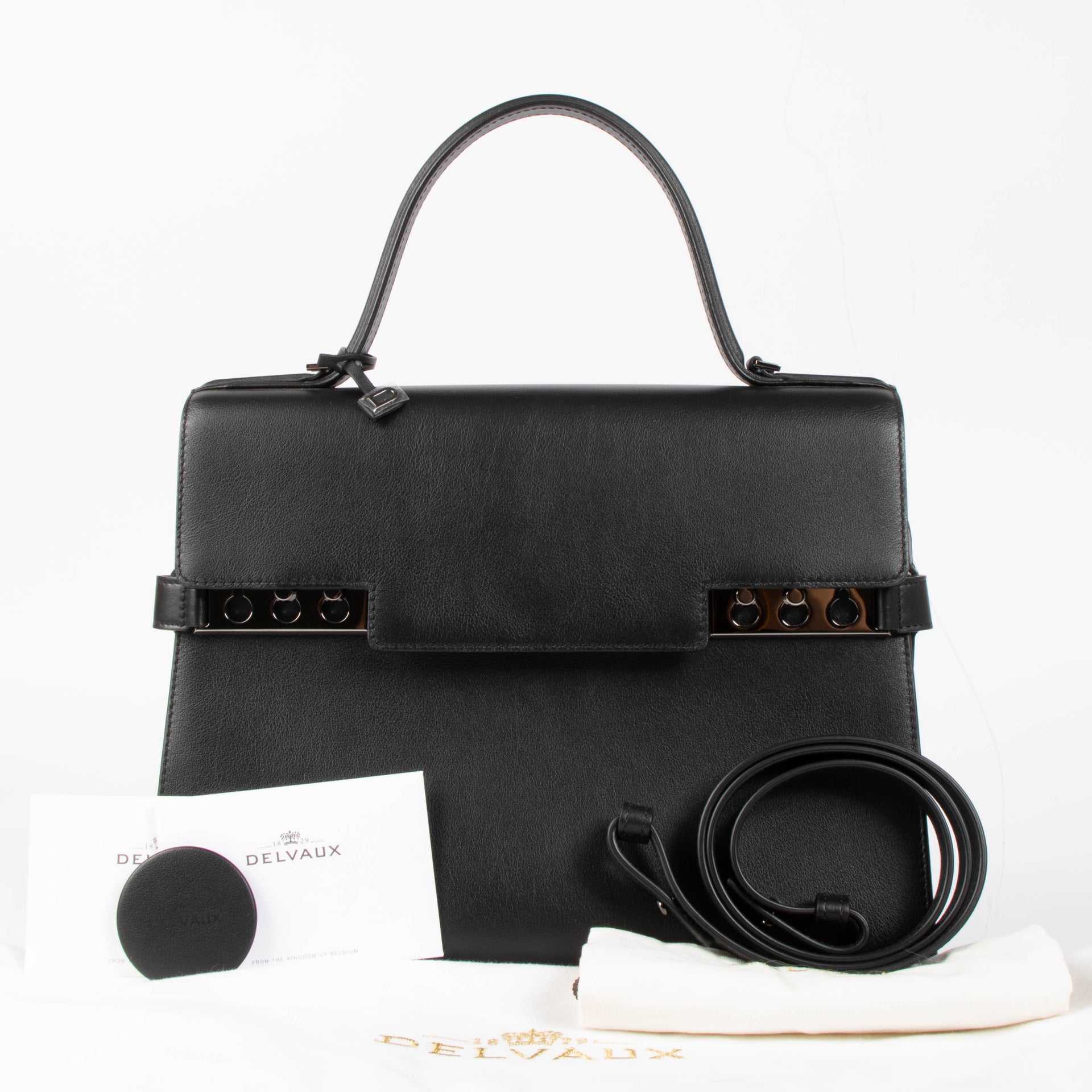 Delvaux All Black Calf Souple Tempête GM Bag