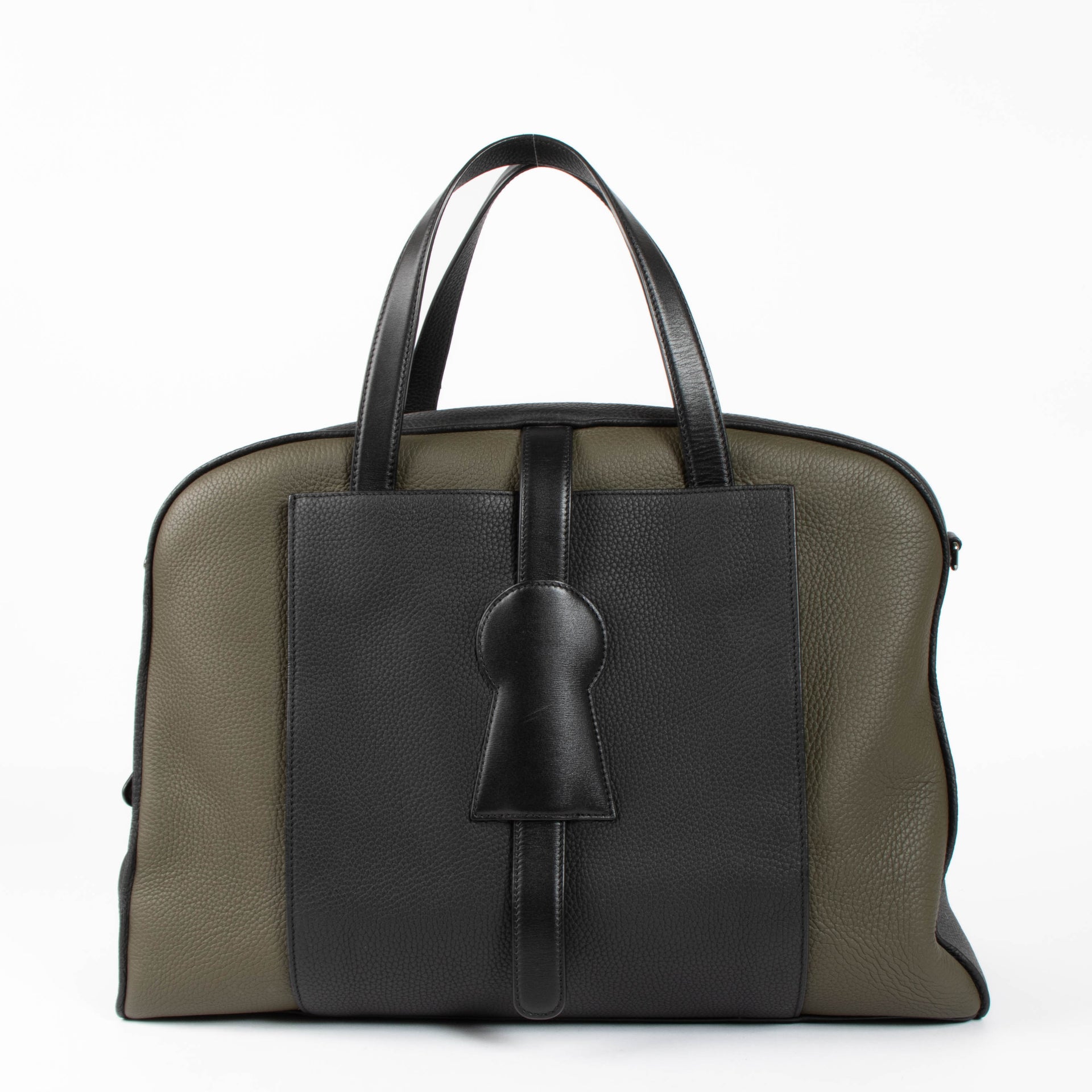 Delvaux Khaki/Black Taurillon Soft Magritte D-Off Travel Bag