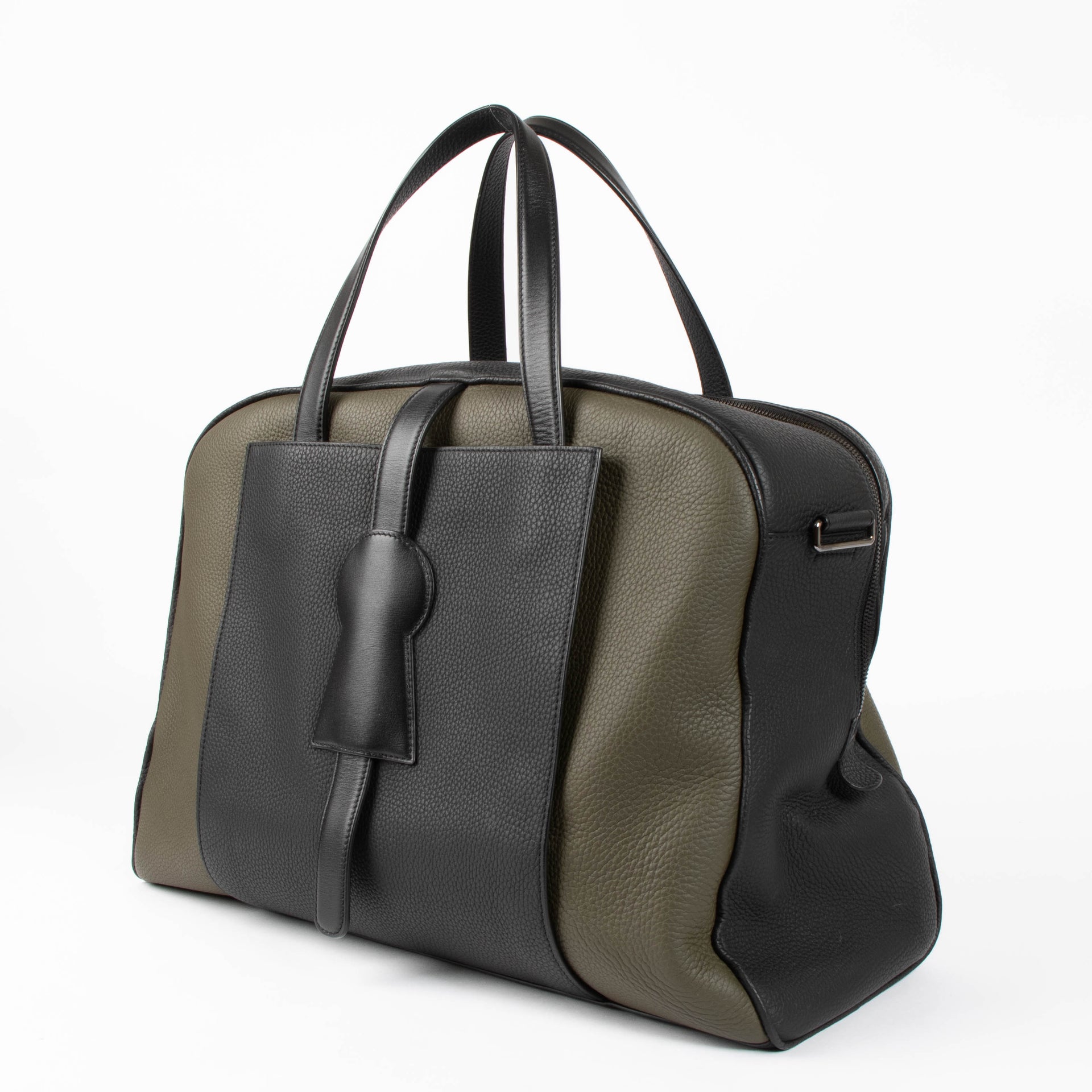 Delvaux Khaki/Black Taurillon Soft Magritte D-Off Travel Bag