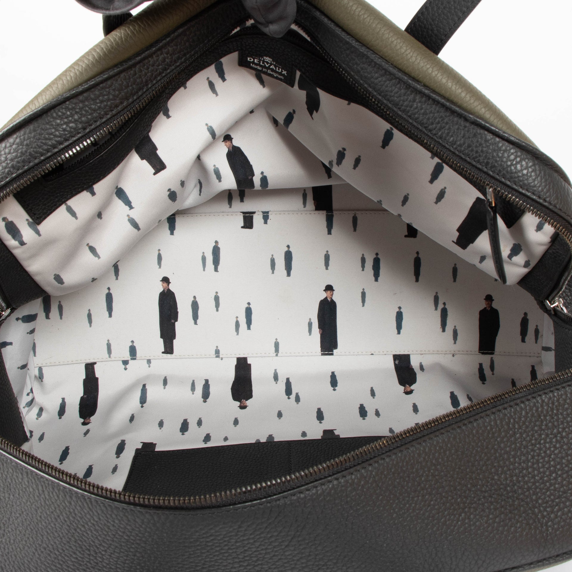 Delvaux Khaki/Black Taurillon Soft Magritte D-Off Travel Bag