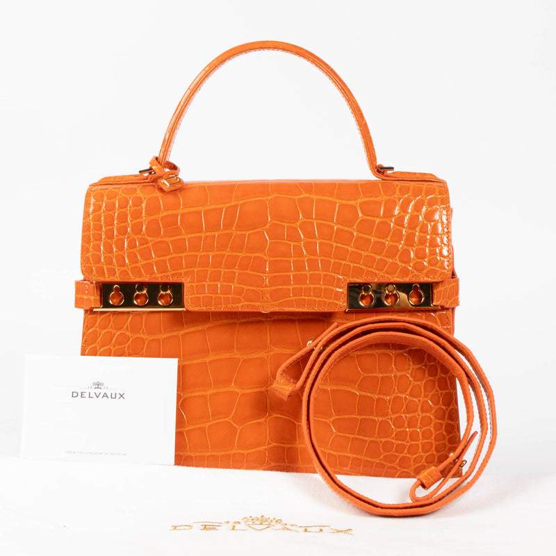 Delvaux Paprika Shiny Alligator Tempête MM Bag