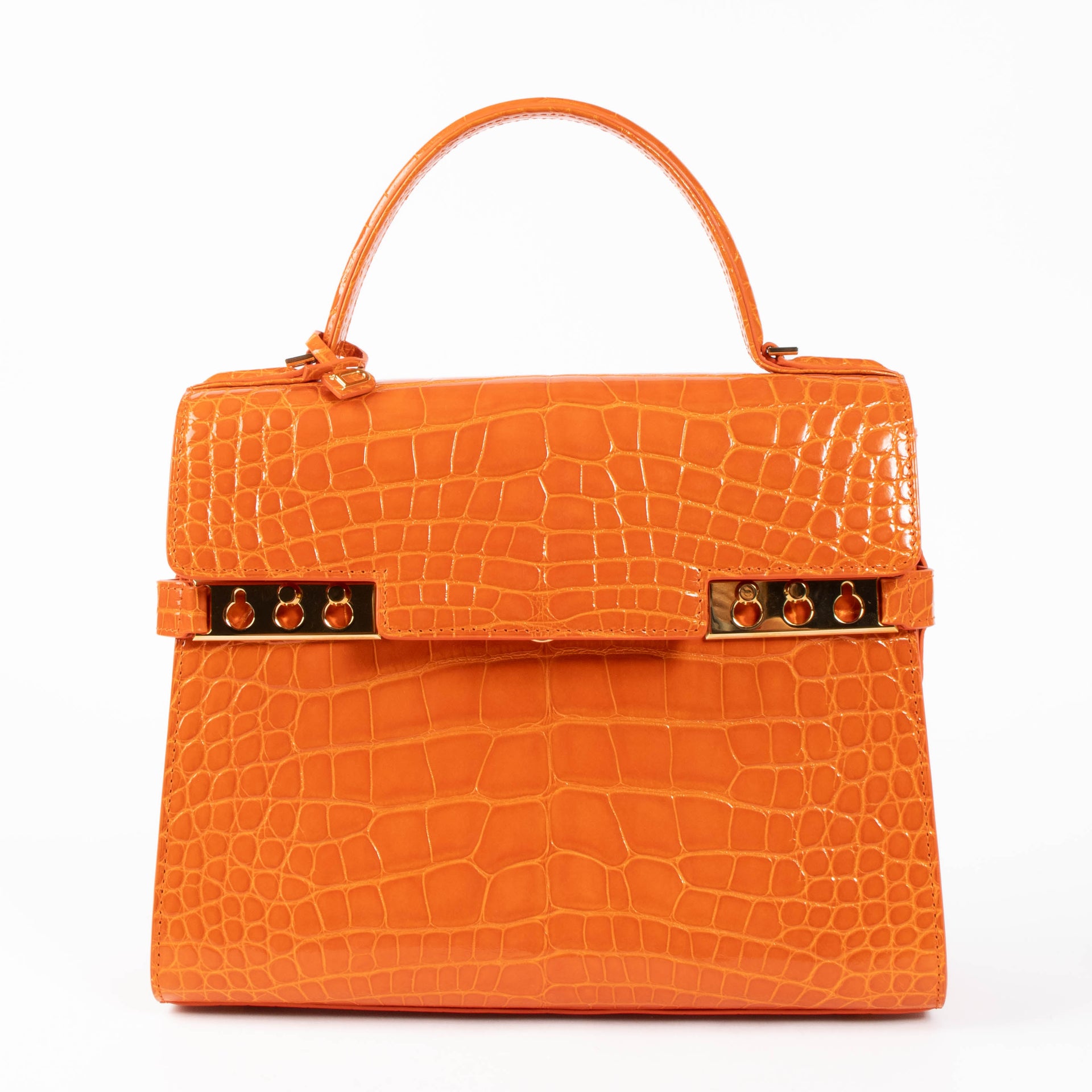 Delvaux Paprika Shiny Alligator Tempête MM Bag