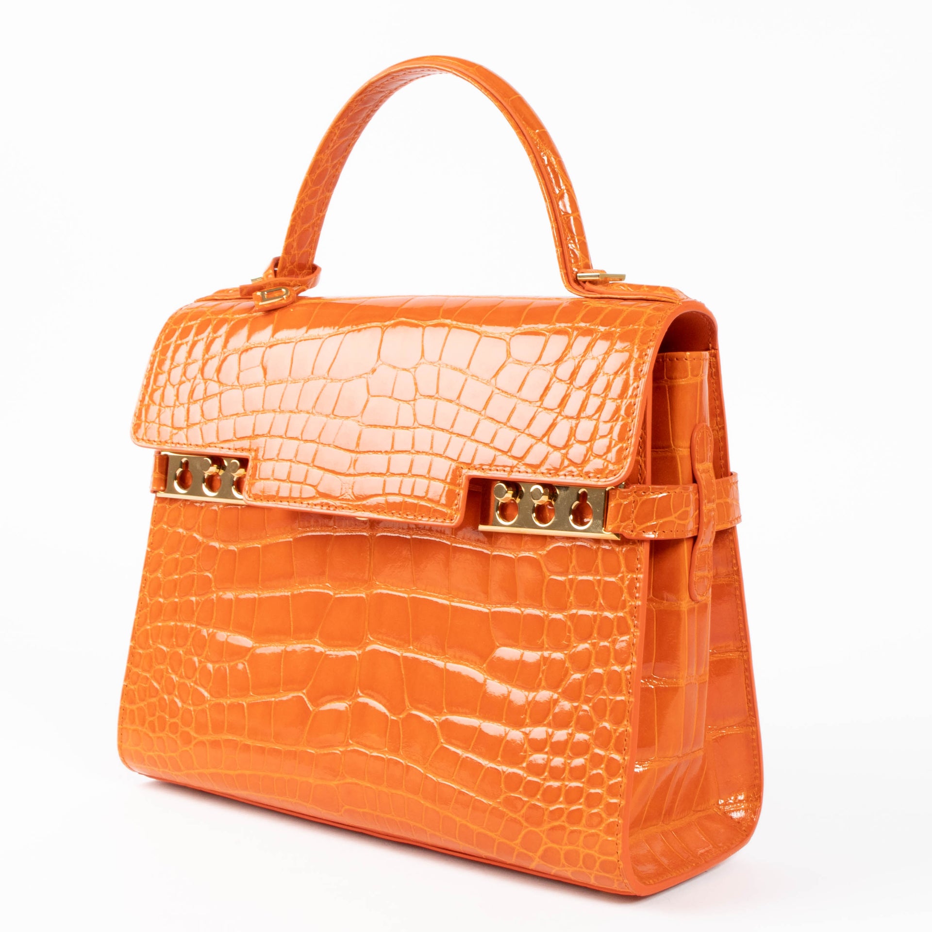 Delvaux Paprika Shiny Alligator Tempête MM Bag
