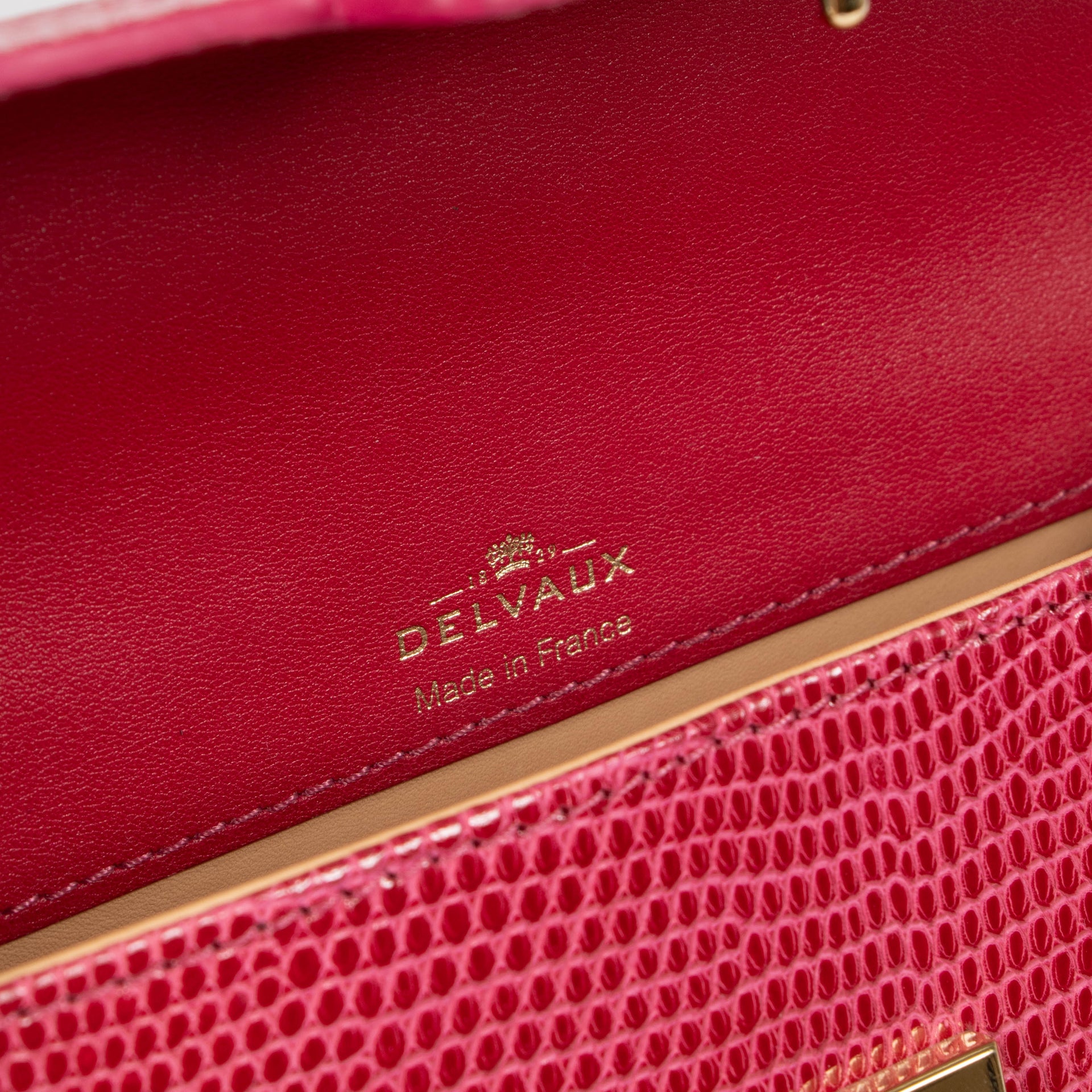 Delvaux Framboise Shiny Lizard Tempête Mini Bag