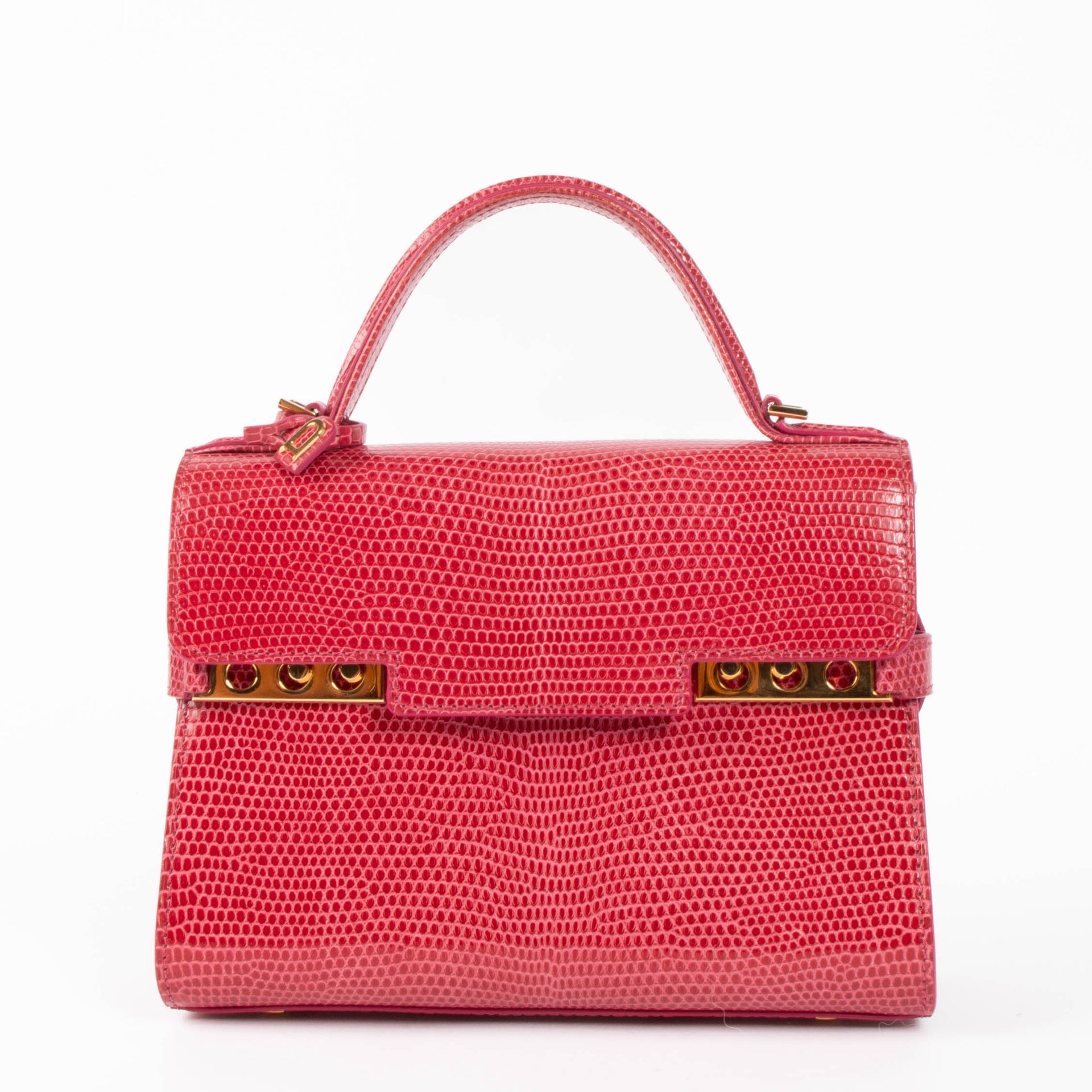 Delvaux Framboise Shiny Lizard Tempête Mini Bag