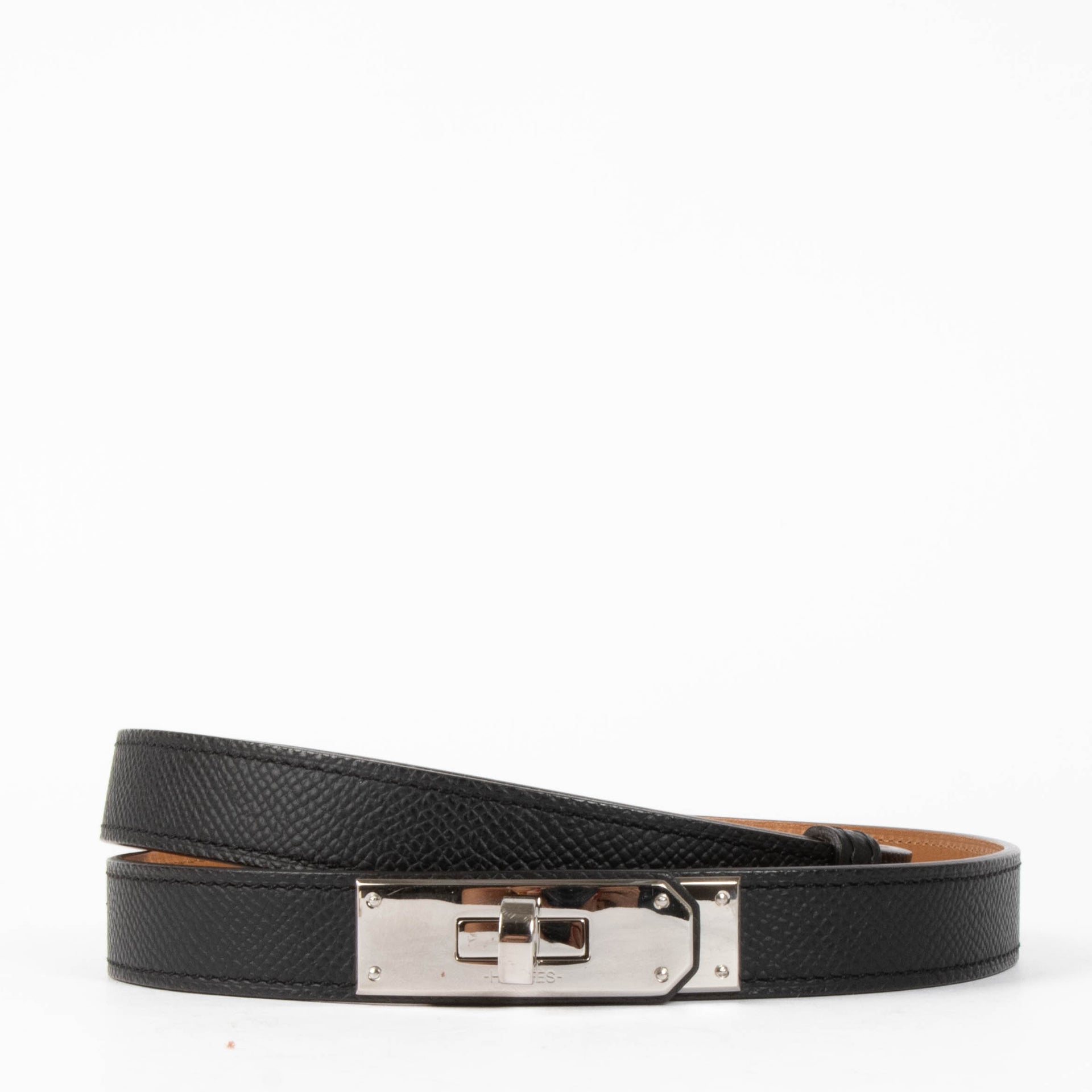 Hermes Kelly 18 Belt Black Epsom PHW