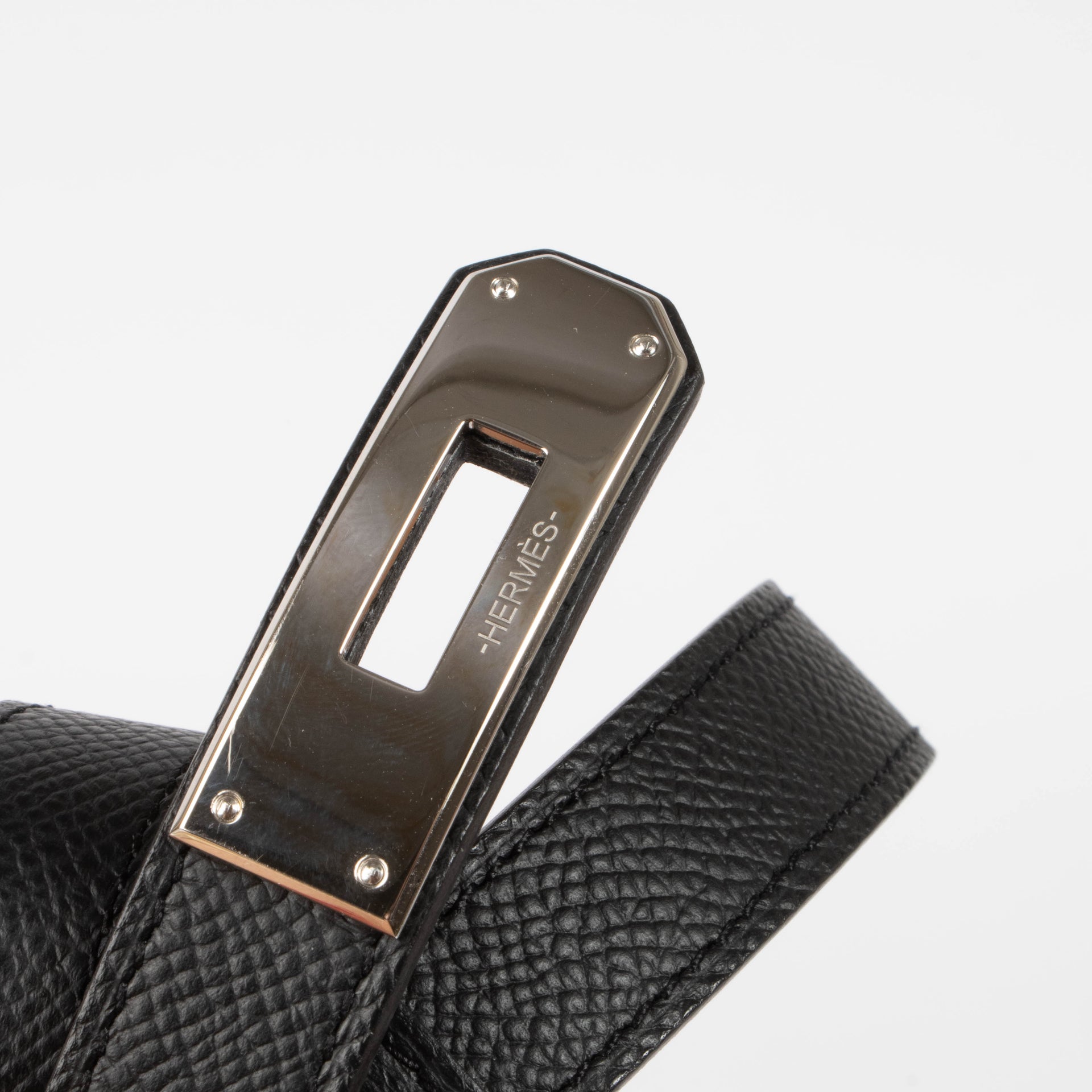 Hermes Kelly 18 Belt Black Epsom PHW