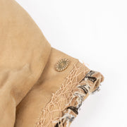 Shop this authentic Chanel Camel Suede Jacket - size 42  pre-loved on Labellov.com 