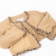 Shop this authentic Chanel Camel Suede Jacket - size 42  pre-loved on Labellov.com 