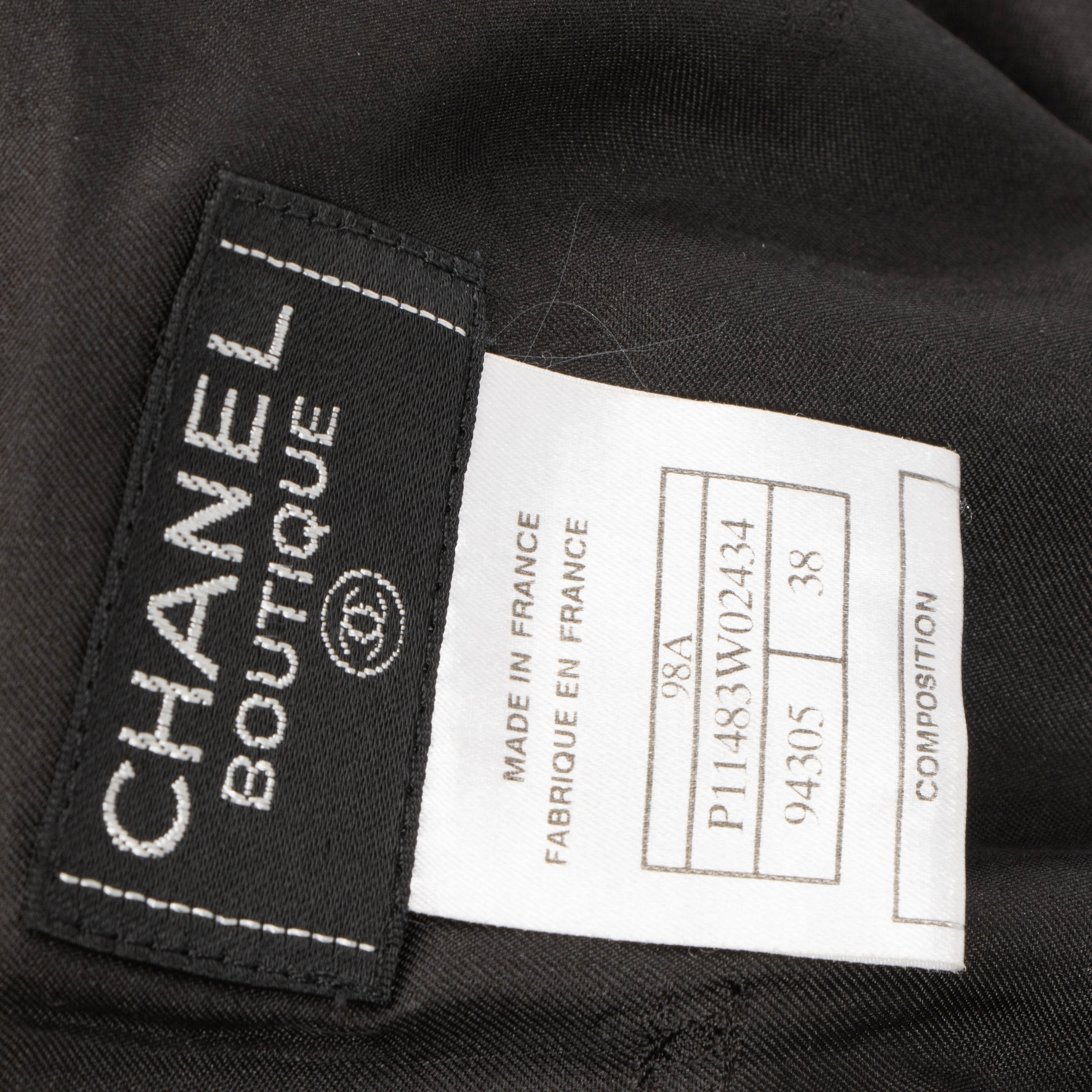 CHANEL ヴィンテージ リアルレザーラップスカート　BLACK/38 Chanel 98A Black Suit Skirt - Size 38 – Labellov