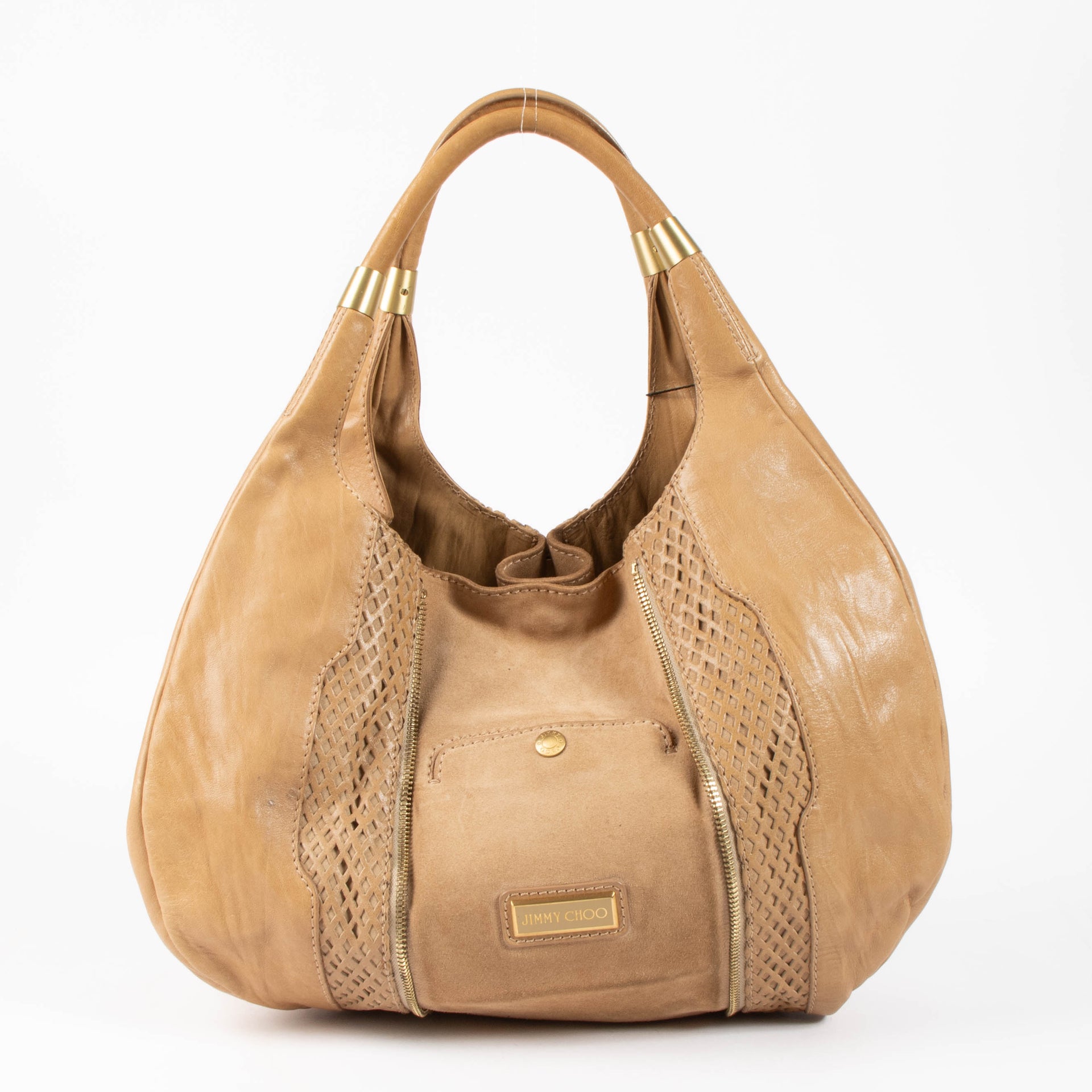 Jimmy Choo Camel Mandah Hobo Bag