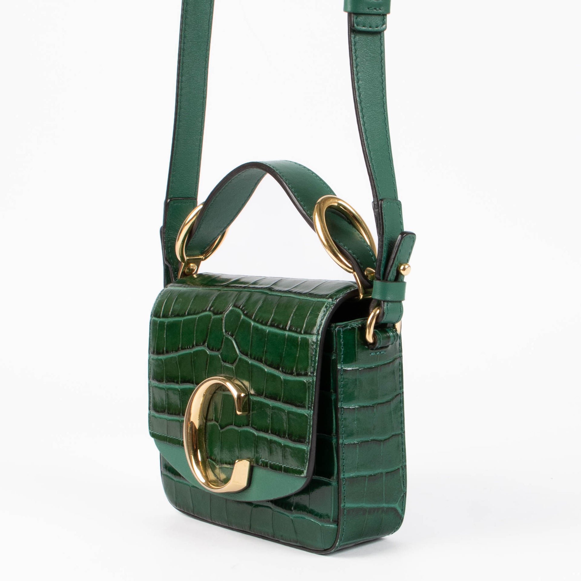 Shop this 100% authentic Chloé Green Croco Embossed C-Mini Bag at Labellov.com