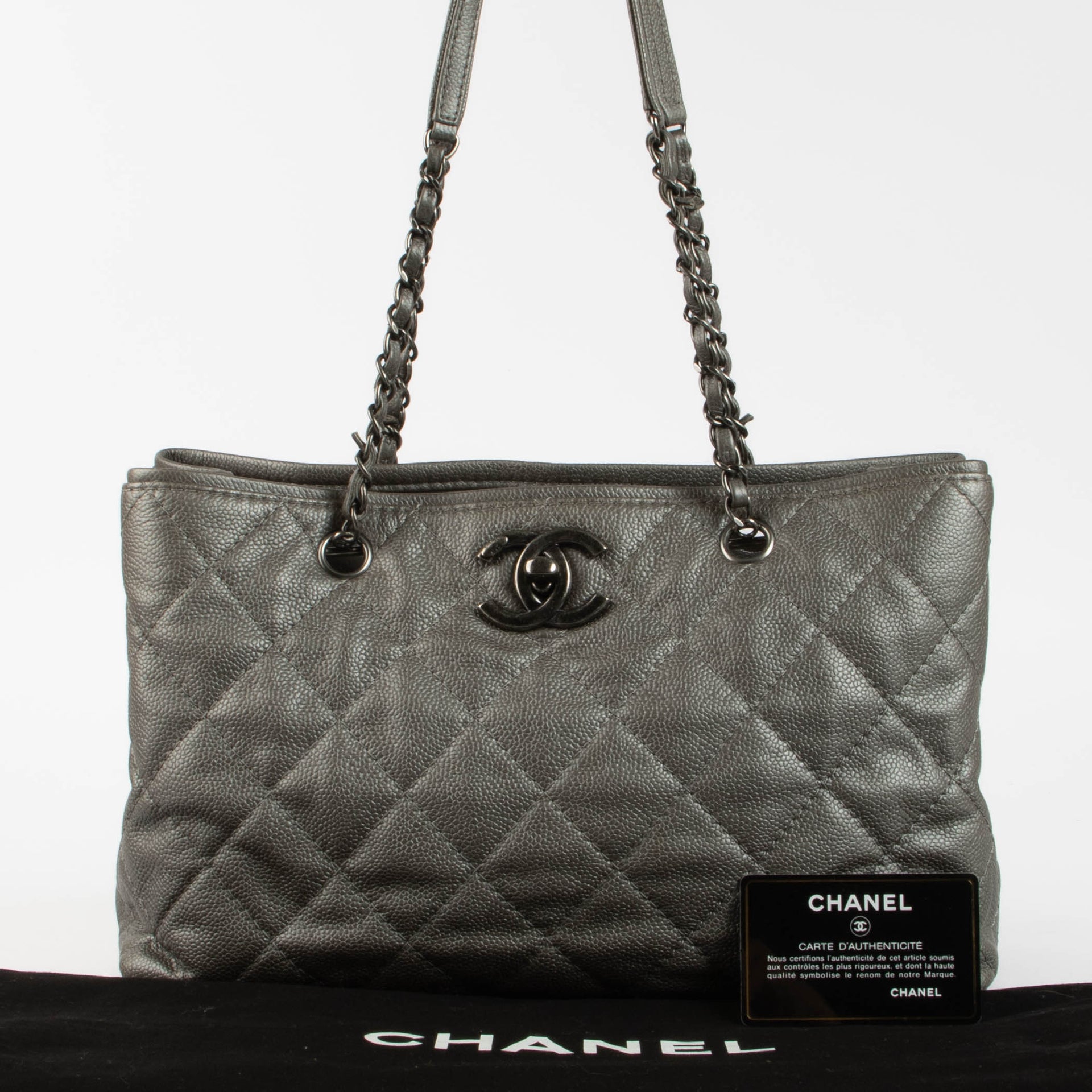 Shop this authentic Chanel Silver Be Caviar Tote Bag pre-loved on Labellov.com