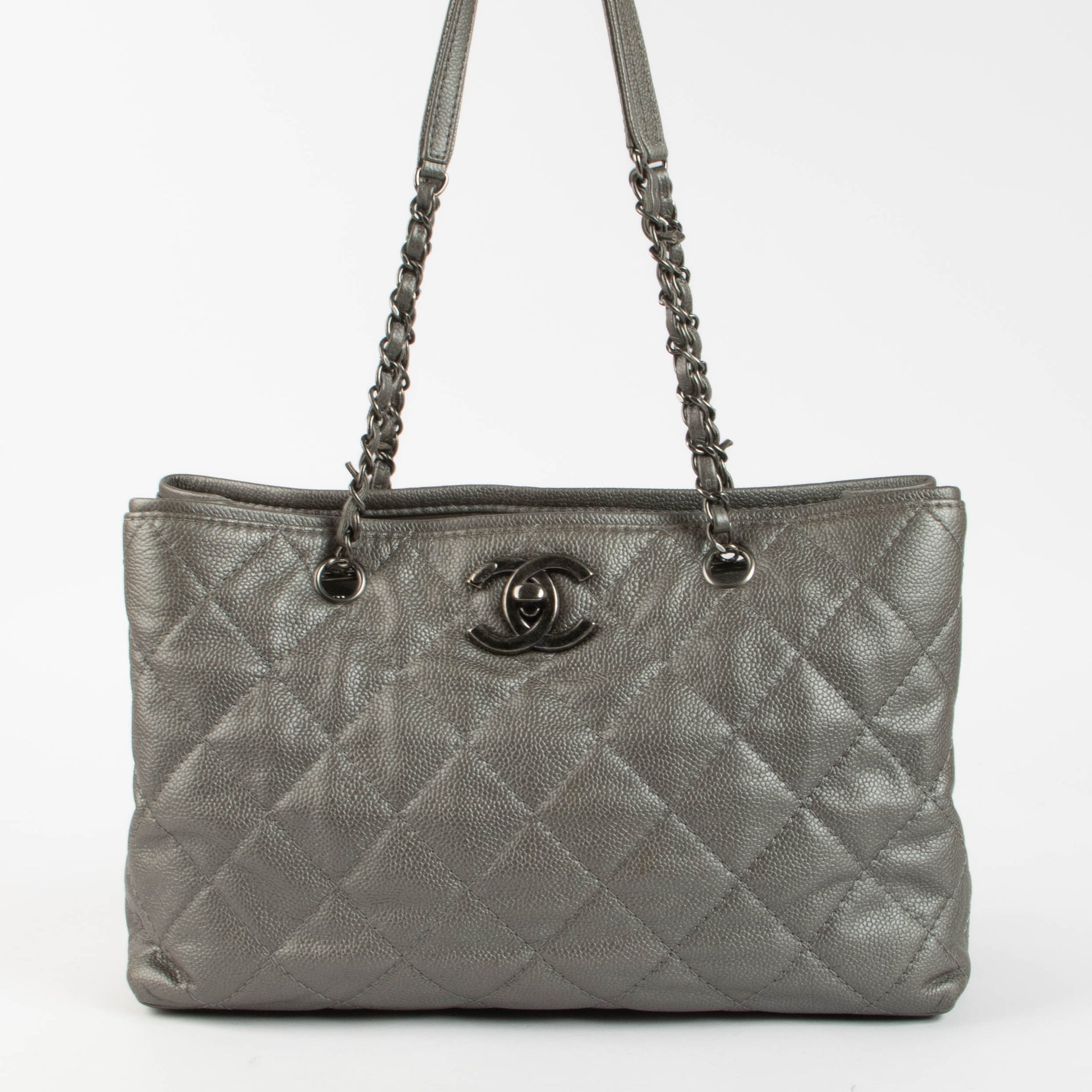 Shop this authentic Chanel Silver Be Caviar Tote Bag pre-loved on Labellov.com