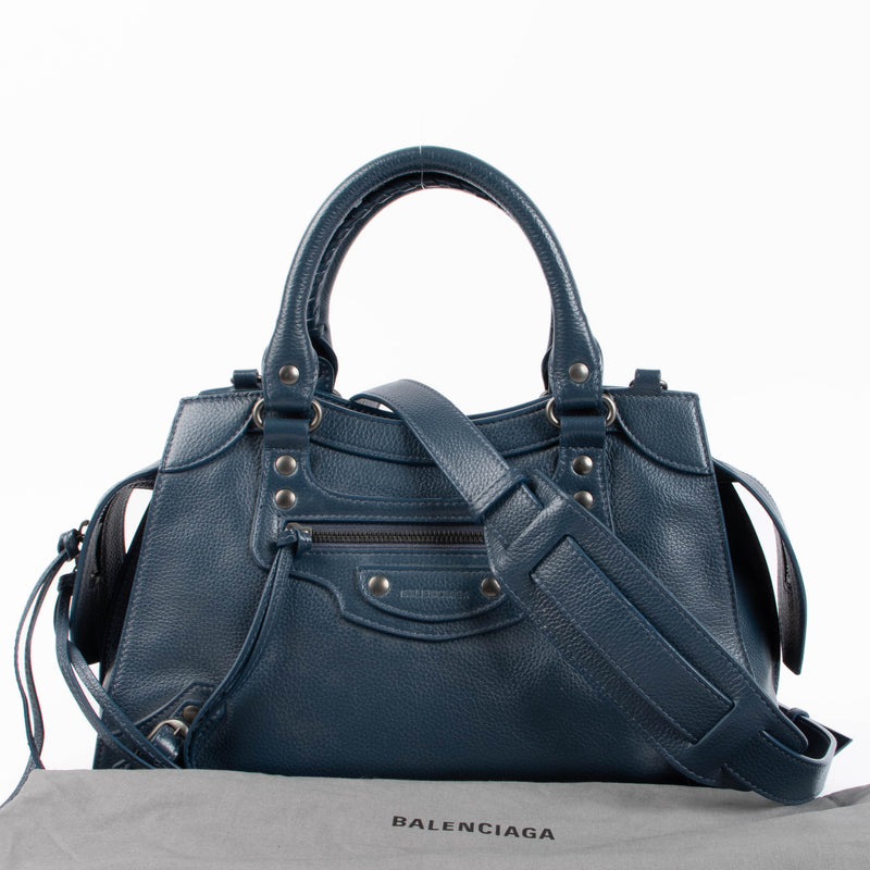 Shop the authentic Balenciaga Blue Neo Classic Small Bag second hand on Labellov.com