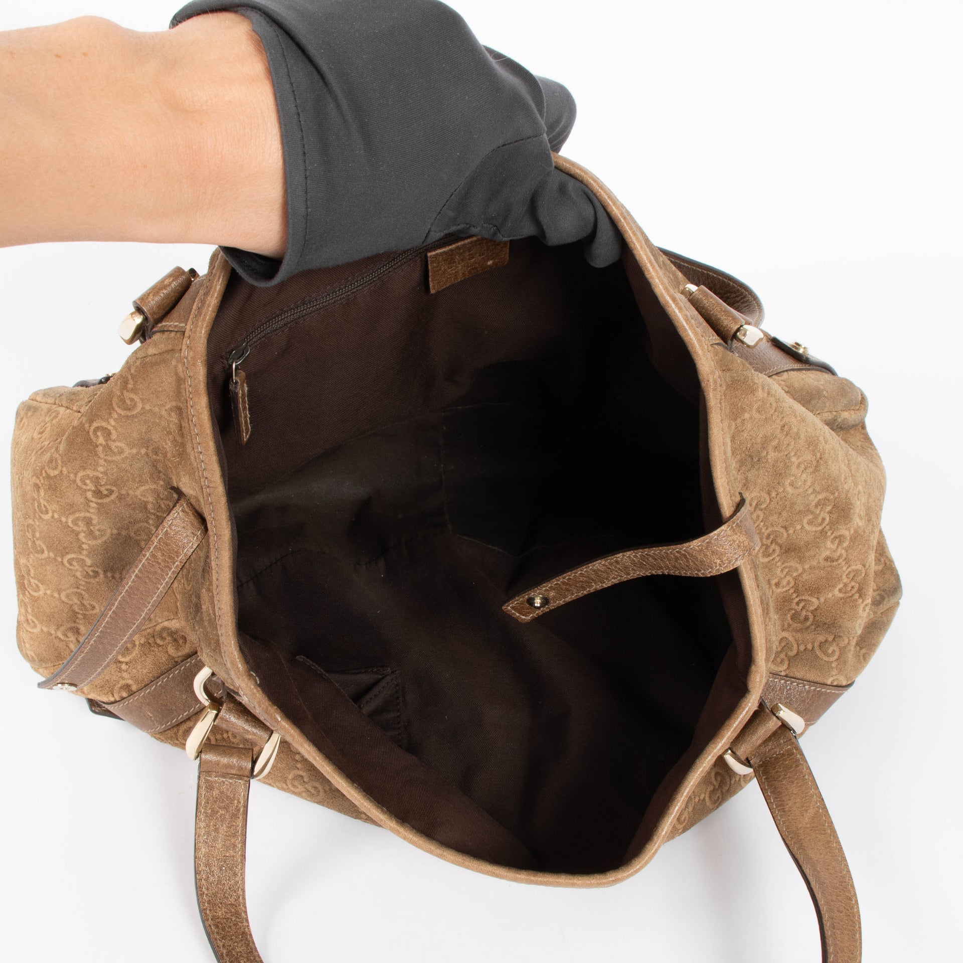 Gucci Taupe Suede Pelham Hobo bag