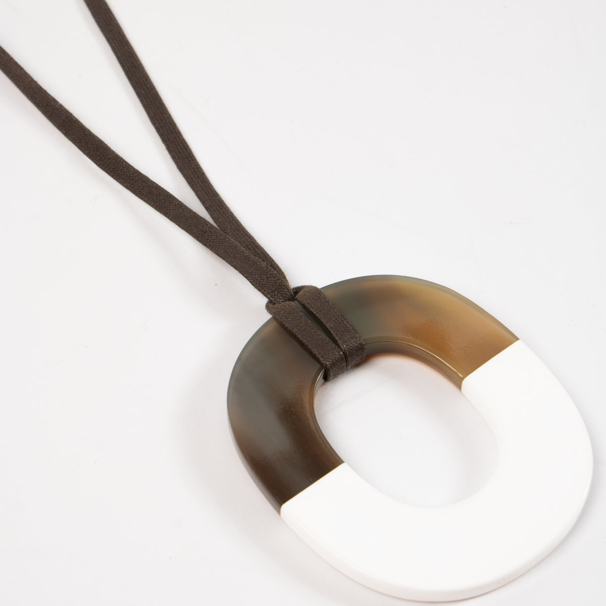 Hermes white Lacquered Horn Lift Pendant Necklace