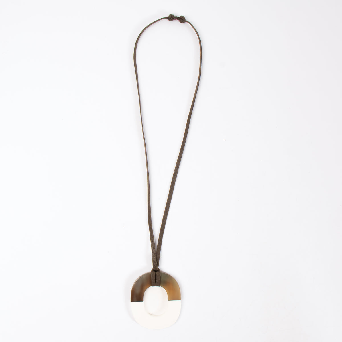 Hermes white Lacquered Horn Lift Pendant Necklace