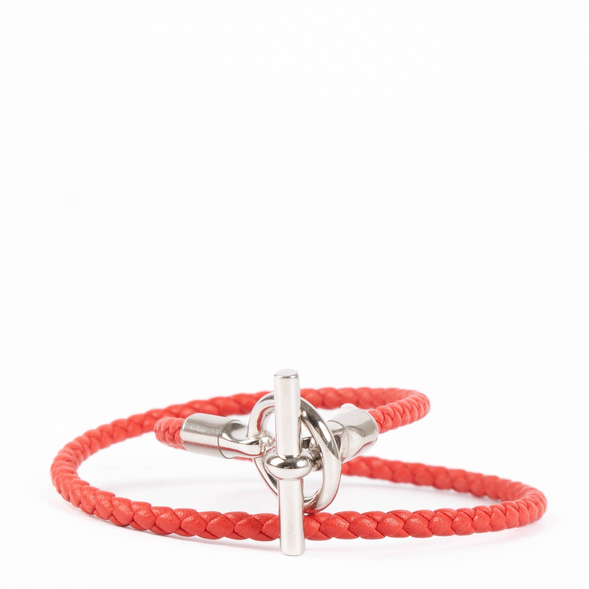 Hermes Red Glénan Double Tour Bracelet - Size T1