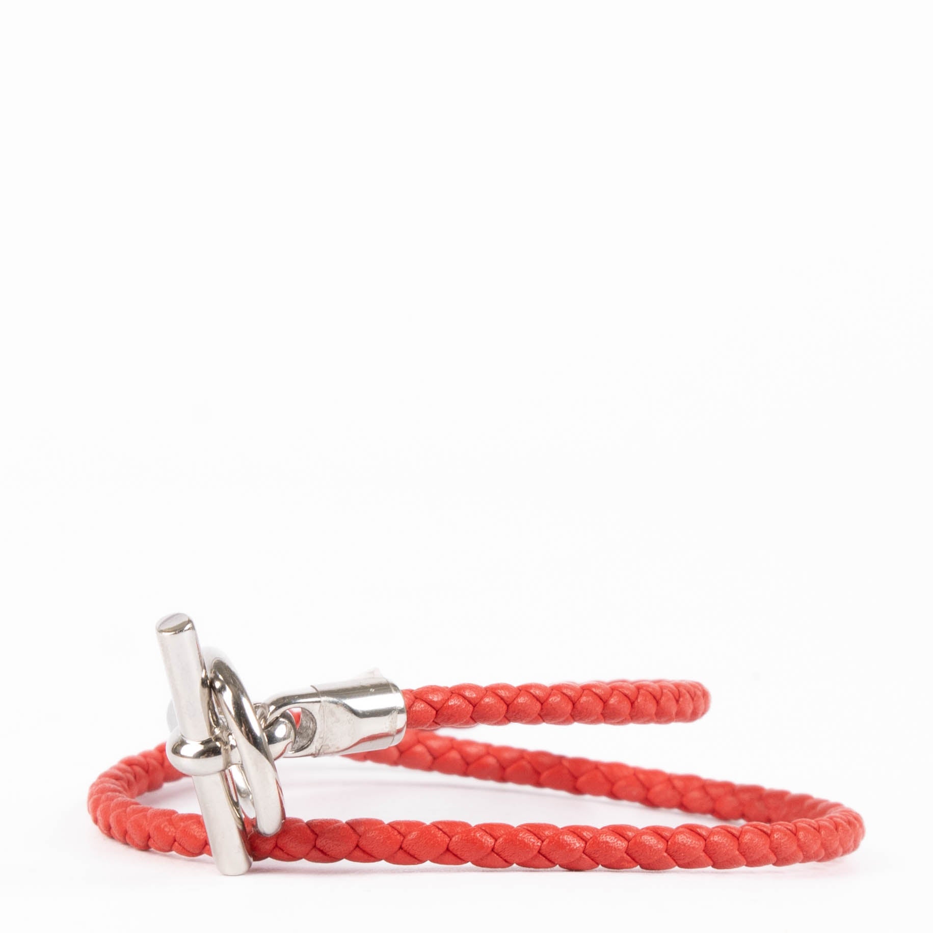 Hermes Red Glénan Double Tour Bracelet - Size T1